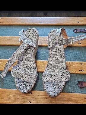 Women's Python Snake-Print Rope Espadrilles, 3 Inch Heel, Size 39 or 7.5, New